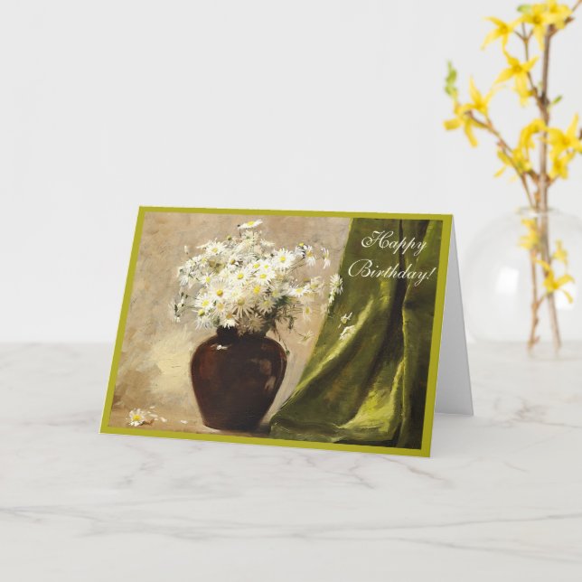 Tarjeta Daisies en un jarrón, Paul Fisher Feliz Cumpleaños (flor amarilla)