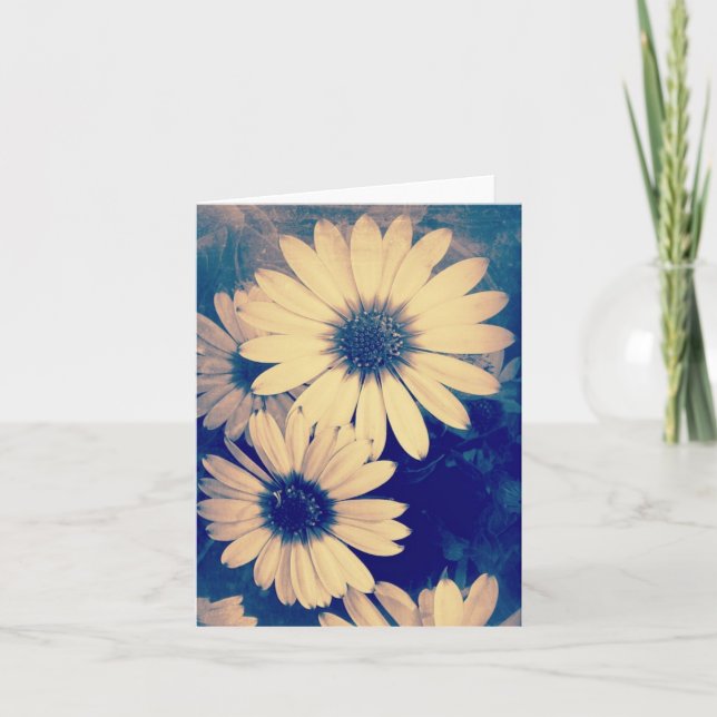 Tarjeta Daisies Grunge florecientes (Anverso)