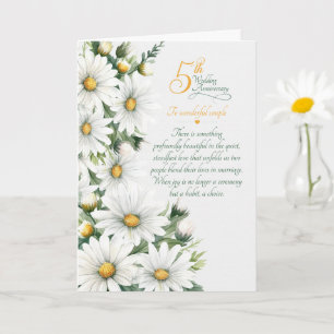 Tarjeta Daisies sentimentales del 5to aniversario de parej
