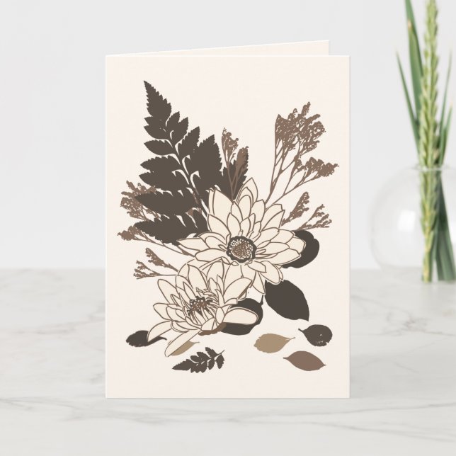 Tarjeta Daisies y hojas - transparentes en crema. (Anverso)