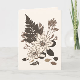 Tarjeta Daisies y hojas - transparentes en crema.