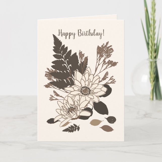 Tarjeta Daisies y hojas - transparentes en crema. (Anverso)