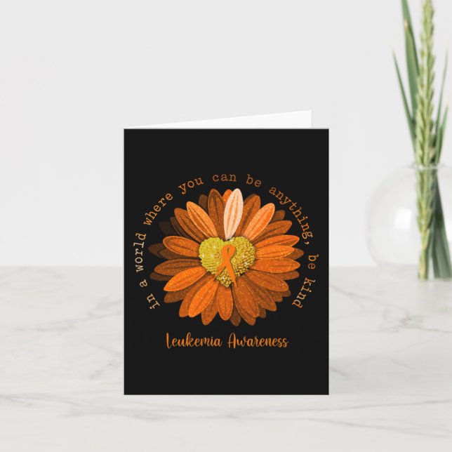 Tarjeta Daisy Be Kind Leukemia Awareness Naranja Ribbon (Anverso)