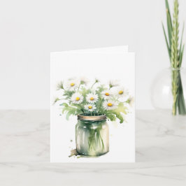 Tarjeta Daisy Bouquet De Acuarela En Mason Jar