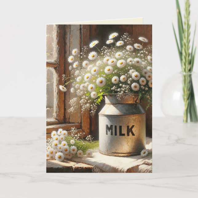 Tarjeta Daisy Bouquet en lata de leche (Anverso)