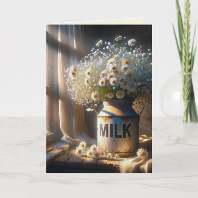 Tarjeta Daisy Bouquet en lata de leche (Anverso)