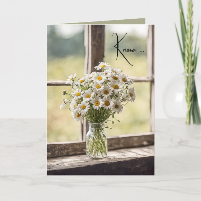 Tarjeta Daisy Bouquet En Ventana (Anverso)
