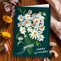 Daisy Bouquet Feliz cumpleaños Gouache pintado a m
