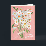 Tarjeta Daisy Bouquet Feliz cumpleaños Gouache pintado a m<br><div class="desc">Personalizar esta tarjeta de margarita pintada a mano con tu propio texto en el frente o dentro! Agregue un nombre si desea o cambie el tipo de letra. Avísame si quieres algo personalizado,  puedo crear los colores que prefieras. ¡Revisa mi tienda para más!</div>