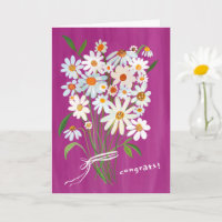 Daisy Bouquet Gouache pintado a mano Felicitacione