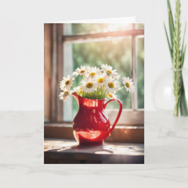 Tarjeta Daisy Bouquet In Red Pitcher Gracias