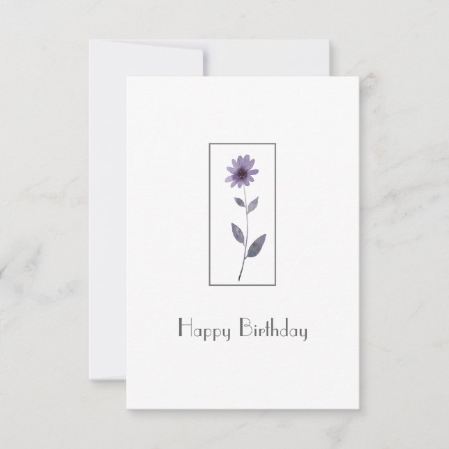Tarjeta Daisy color de agua morado (Anverso)