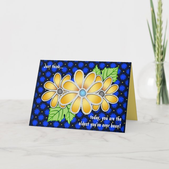 Tarjeta Daisy con joyas (tarjeta de cumpleaños) (Anverso)