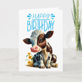 Tarjeta Daisy Cow Birthday Boy Blue