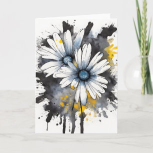 Tarjeta Daisy - Flores de acuarela