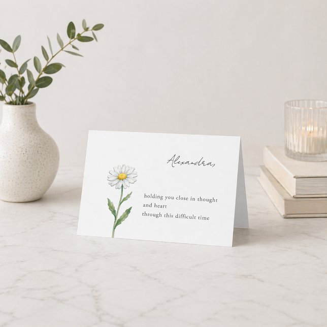 Tarjeta Daisy Flower Personalized Sympathy Card with Name (Subido por el creador)