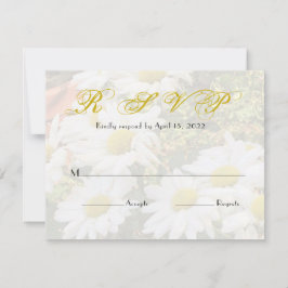 Tarjeta Daisy fondo Boda de guión amarillo RSVP