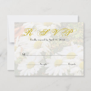Tarjeta Daisy fondo Boda de guión amarillo RSVP