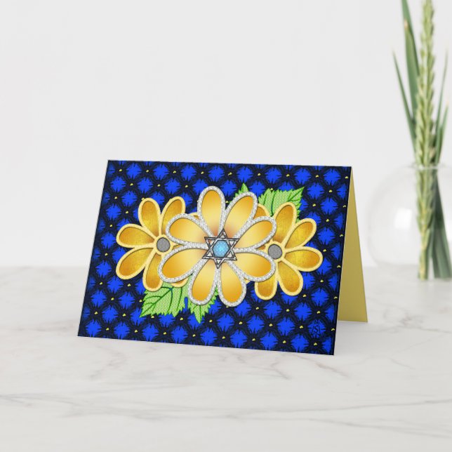 Tarjeta Daisy Jewled Para Madres Judías (Personalizado) (Anverso)