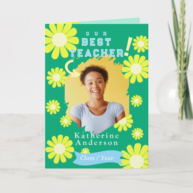 Tarjeta Daisy Mejor Maestría Foto Verde (Anverso)