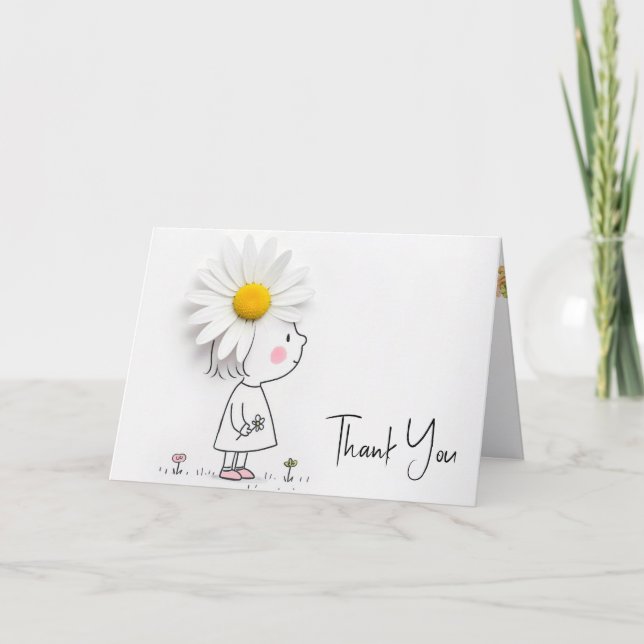Tarjeta Daisy On a Little Girl Gracias (Anverso)