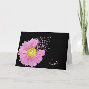 Tarjeta Daisy rosado con cintas de esperanza rosada