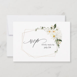 Tarjeta Daisy White Floral w Meal RSVP