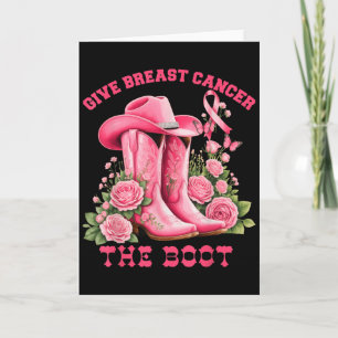 Tarjeta Dale la bota al cáncer de seno Vaquera Cinta rosa