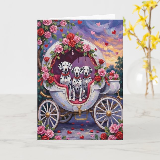 Tarjeta Dálmata Día de San Valentín  (flor amarilla)