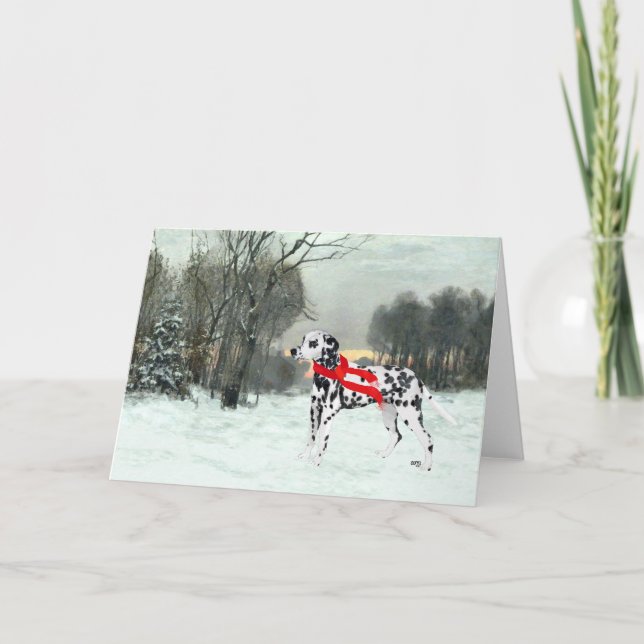 Tarjeta Dálmata en nieve de invierno (Anverso)
