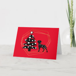 Tarjeta Dalmatia Negra Y Blanca Y Árbol De Navidad