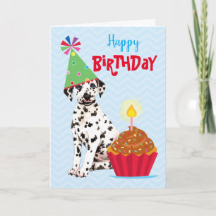 Tarjeta Dalmatian Cupcake de cumpleaños