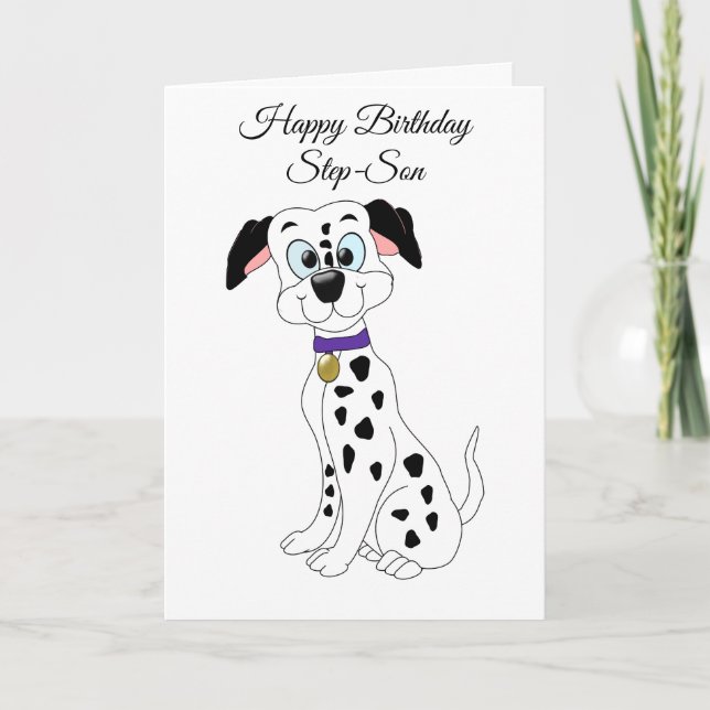 Tarjeta Dalmatian Dog Step Son Birday Card (Anverso)