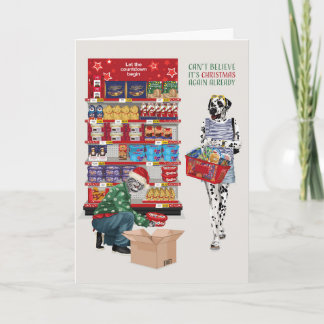 Tarjeta Dalmatian y su gato no pueden creer que sean Navid