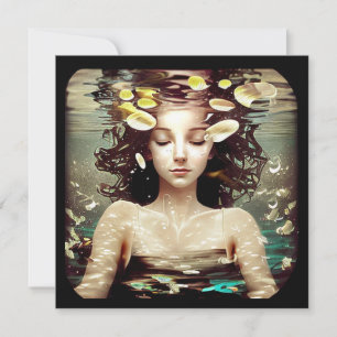 Tarjeta Dama Bajo el Agua, Arte Generado por IA