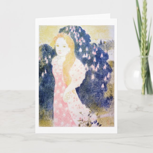 Tarjeta Dama con vestido rosa, Maurice Denis (Anverso)