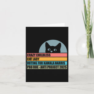 Tarjeta Dama de gatos sin hijos votando por Kamala Harris