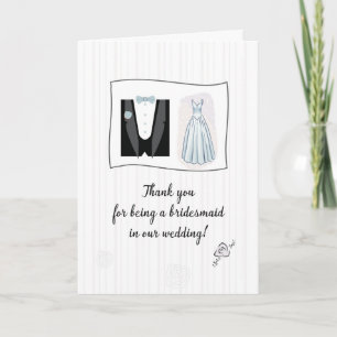 Tarjeta Dama de Honor Agradecida con Vestido de Novia y Es