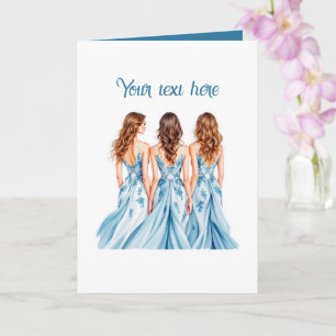 Tarjeta Dama de honor azul elegante personalizable