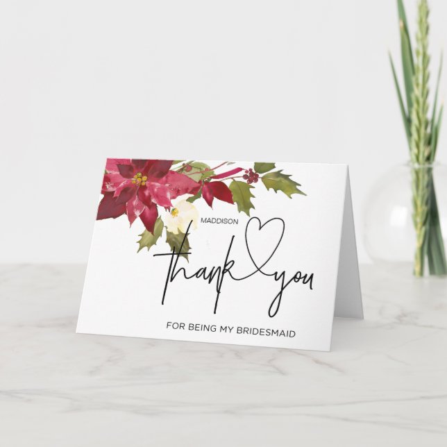 Tarjeta Dama de honor de Navidad regalo de agradecimiento  (Anverso)