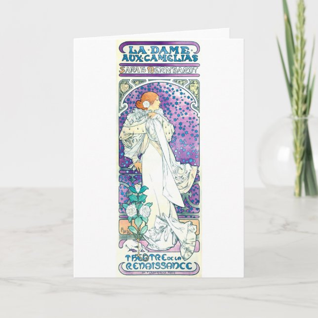 Tarjeta Dama de la Camelias, Alphonse Mucha (Anverso)