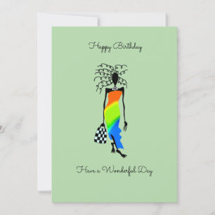 Tarjeta Dama de la Moda, elegante y elegante cumpleaños de