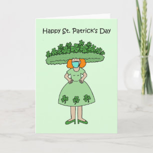 Tarjeta Dama del Día de San Patricio con vestido de Shamro