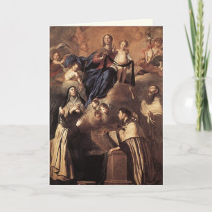 Tarjeta Dama del Monte Carmel y Santos Religiosa