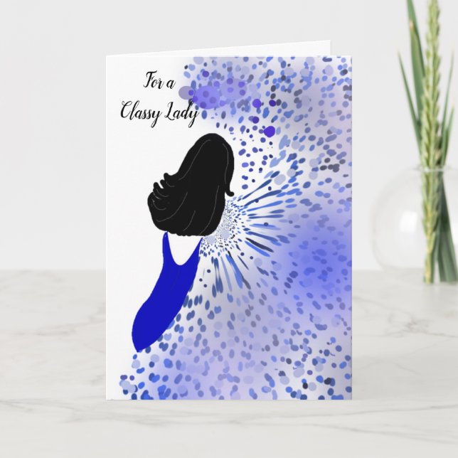 Tarjeta Dama elegante en azul (Anverso)