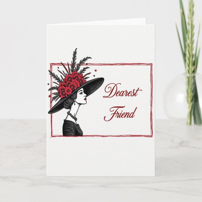 Tarjeta Dama Floral Carmesí (Anverso)