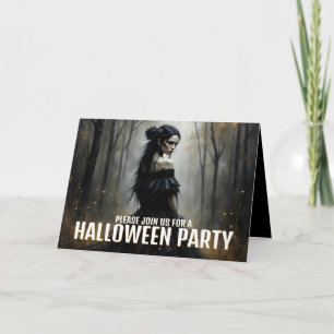 Tarjeta Dama Mística en el Bosque Oscuro de Halloween - In