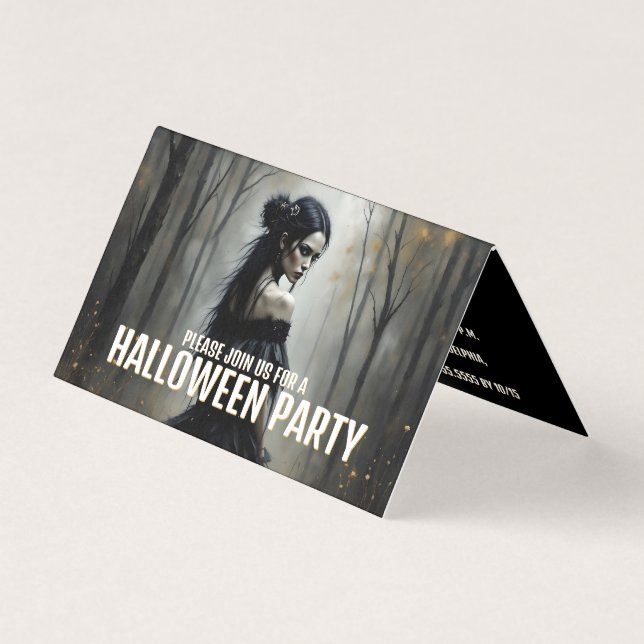 Tarjeta Dama mística en el bosque oscuro de Halloween - In (Anverso)