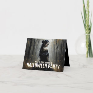 Tarjeta Dama mística en el bosque oscuro de Halloween - In