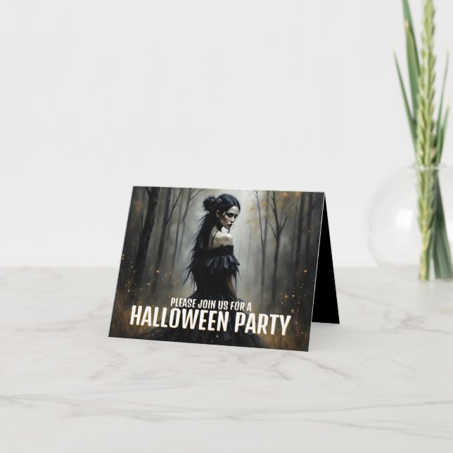 Tarjeta Dama mística en el bosque oscuro de Halloween - In (Anverso)